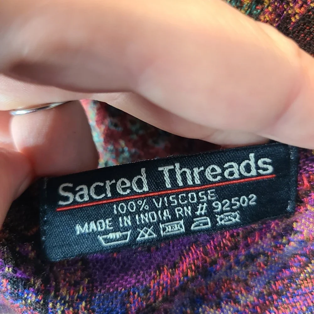 Sacred Threads Soft Scarf Fringe Patchwork Paisley Boho Art Gypsy 70